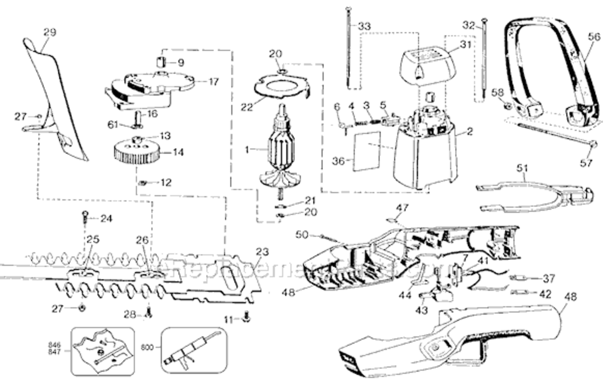 Page A Diagram and Parts List for 8124 Type 9 Black and Decker Hedge Trimmer